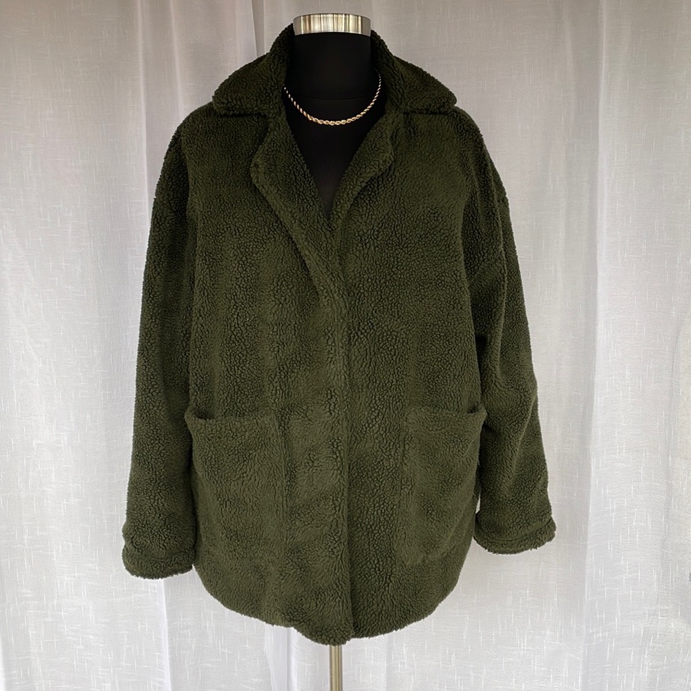 Green teddy coat